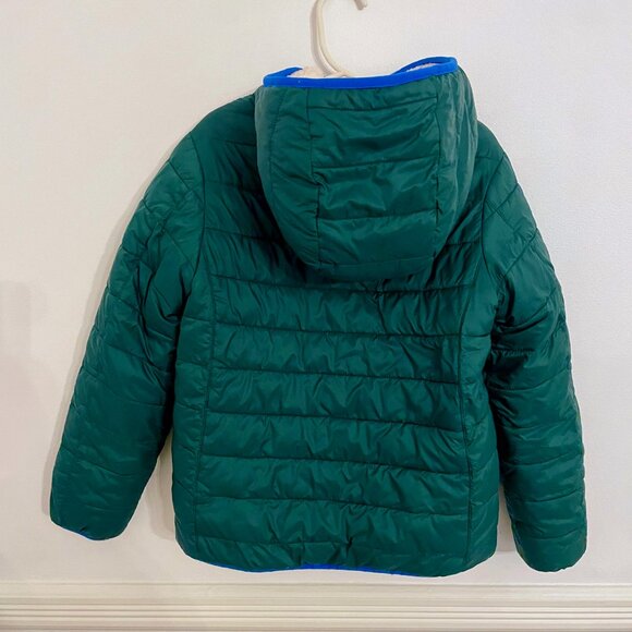 Lands End Kids Reversible Insulated Fleece Jacket Size 5-6 Medium Boys Green - Picture 2 of 4